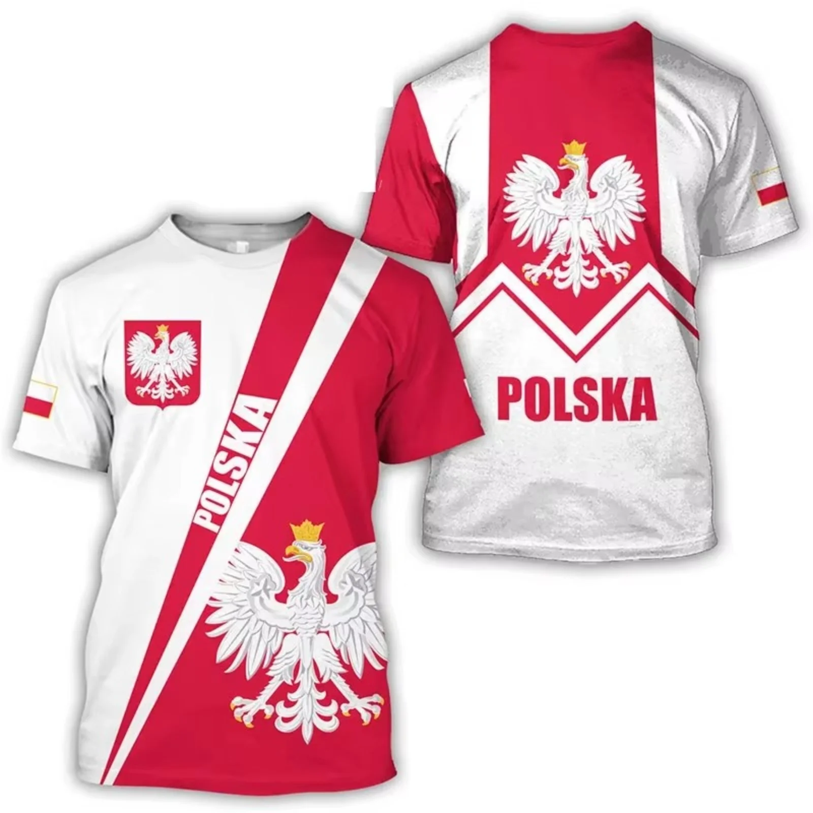 Men's clothing Polish flag 3D printed T-shirt Men's clothing
