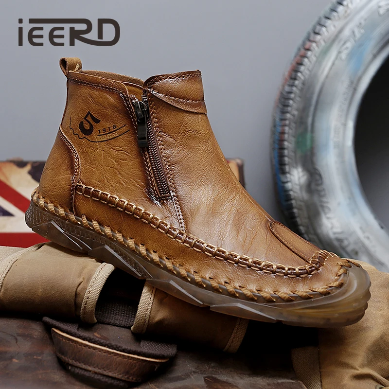 

Autumn and Winter New Ankle Boots Men Plus Size 38-47 Casual Boots Retro Microfiber Shoes For Men