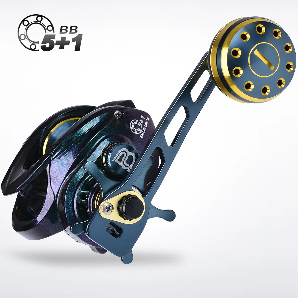 Proberos Baitcasting-Rolle – Metall-Hauptachse und -Knauf, 17,6 LB maximale Bremskraft, 5+1BB, 7,2:1 Übersetzungsverhältnis, glatt und langlebig – Detail 9