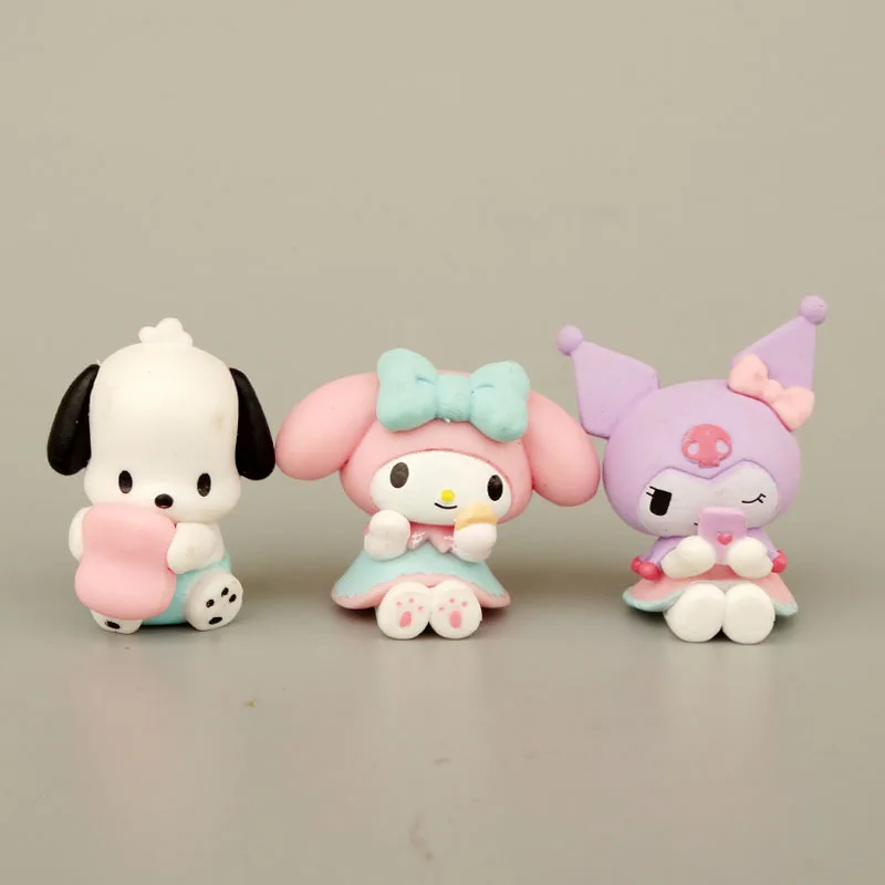 5pcs  Kawaii Kuromi Hello Kitty  desktop ornament toys.Cute dolls PVC material is not easy to oxidize and discolor.small gift