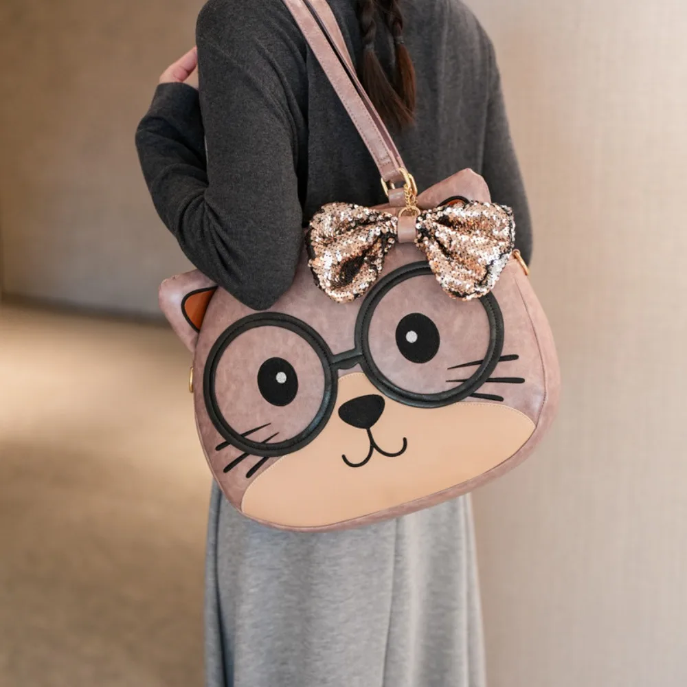 

Сумка большой емкости, сумка через плечо с героями мультфильмов, женская универсальная сумка через плечо, отличительная повседневная сумка-тоут с бантом