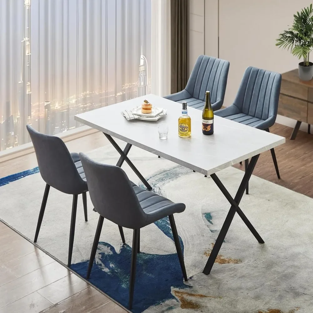 Silla de cocina moderna de mediados de siglo, silla de comedor de cuero Pu con patas de metal, respaldo alto, sillas de restaurante sin brazos