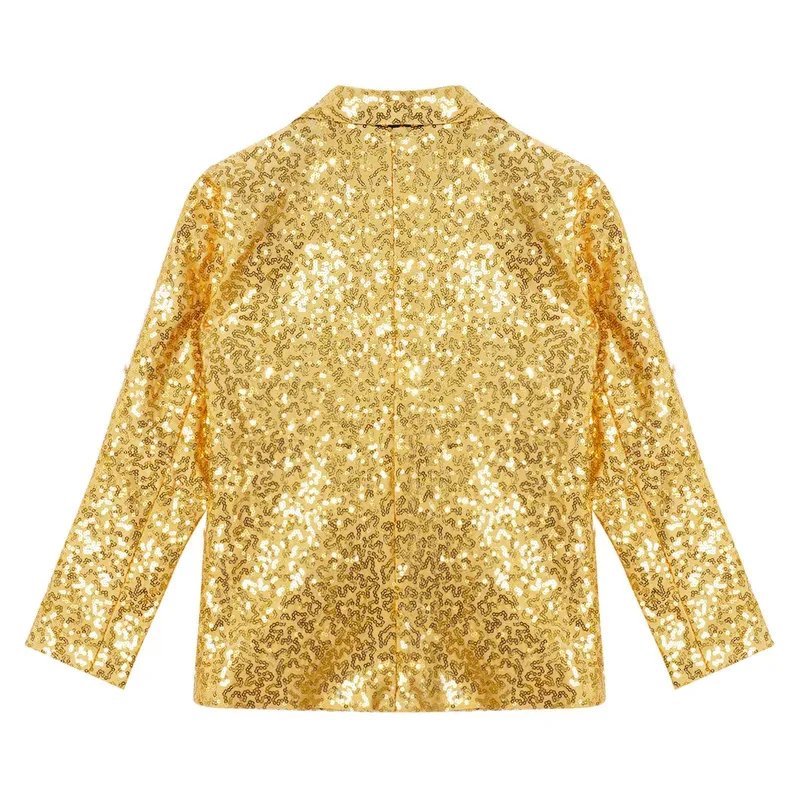 Sky01 Блейзер с блестящими пайетками для мальчиков Стильная куртка Пальто Блейзер Смокинг для свадьбы Банкета День рождения Хип-хоп Джазовая сцена Wd01@