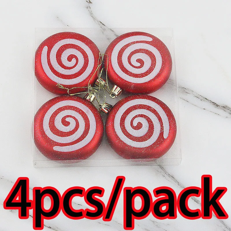 (4Pcs/bag)Size 9Cm Flat Striped Hollow Candy Pendant for Christmas Tree Decoration and New Year Room Matching view 2