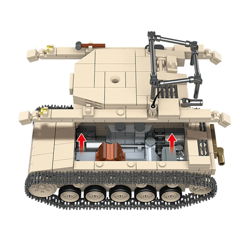 World War 2 WW2 Army Military Soldiers Type 2C Artillery Observation Tank Model Building Blocks Bricks Toys For Children Gift