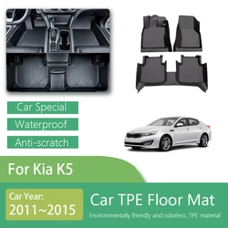 LHD Car Floor Mats For Kia K5 Optima TF 2011 2012 2013 2014 2015 Anti-dirty Carpets TPE Pads Mud Full Set Rugs Auto Accessories