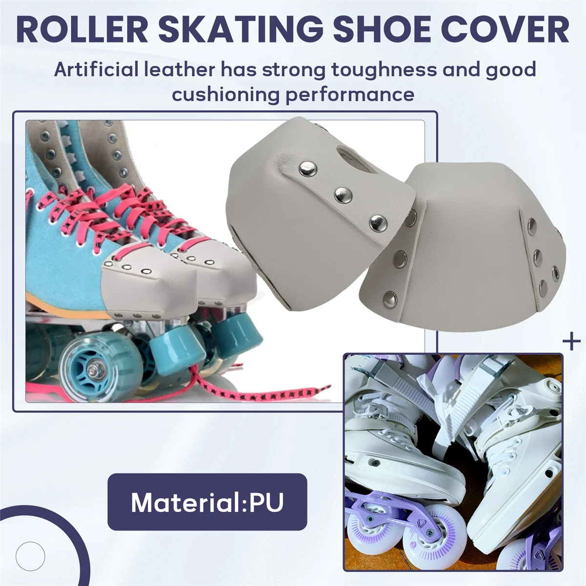 AC22 1 زوج زلاجات دوارة غطاء أصبع القدم الحرس حماة مع ثقوب بولي PU غطاء إصبع القدم الحرس حماة للإزالة تو يتوقف