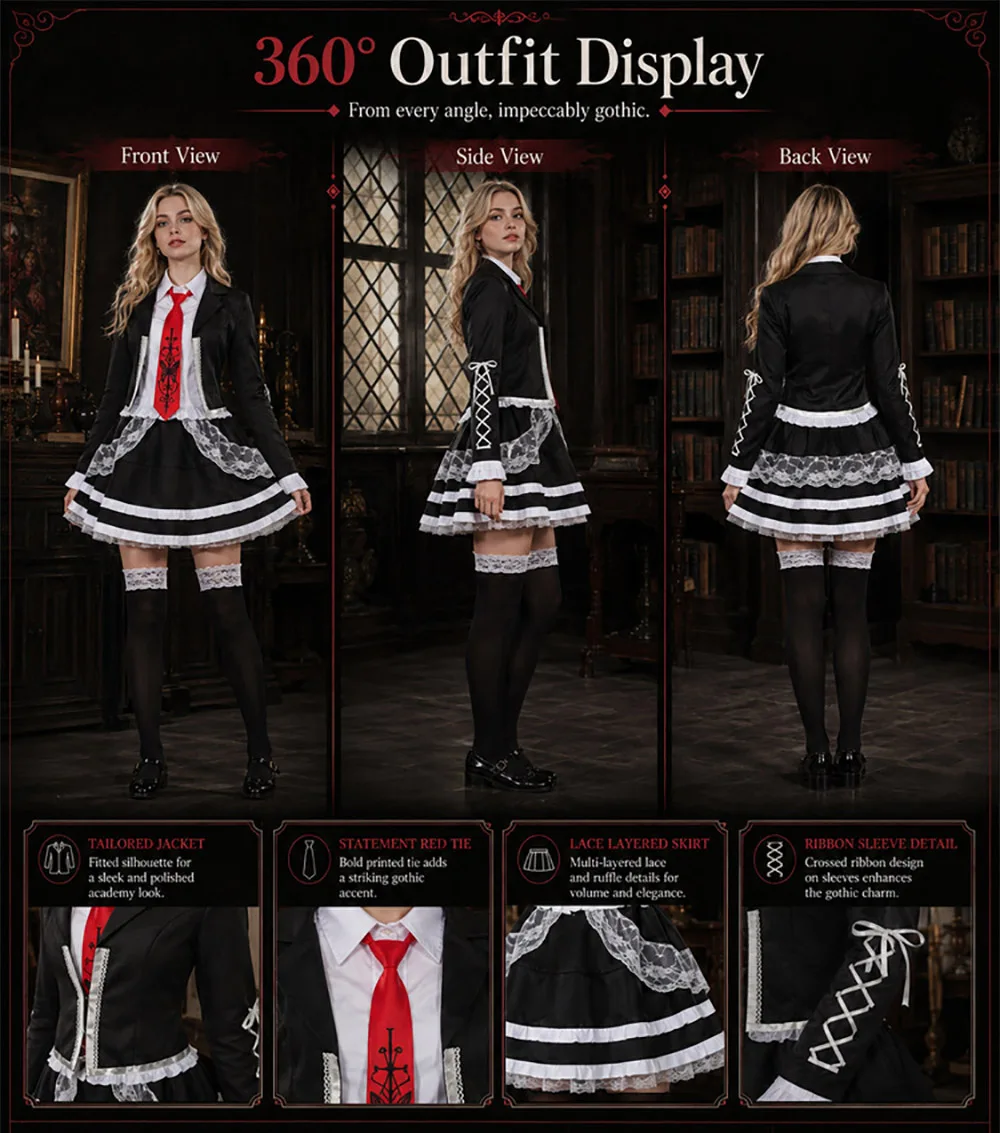 New Celestia Ludenberg Cosplay Set Yasuhiro Taeko Costume Danganronpa Character Uirm Halloween Women's Clothing view 6