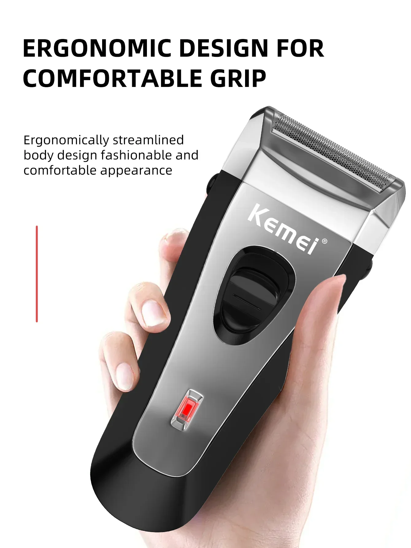 Kemei Elektrorasierer mit Hin- und Herbewegung für Männer, wasserdichter Akku-Rasierer, wiederaufladbarer USB-Rasierer, Friseur-Trimmer KM-9038 – Detail 3