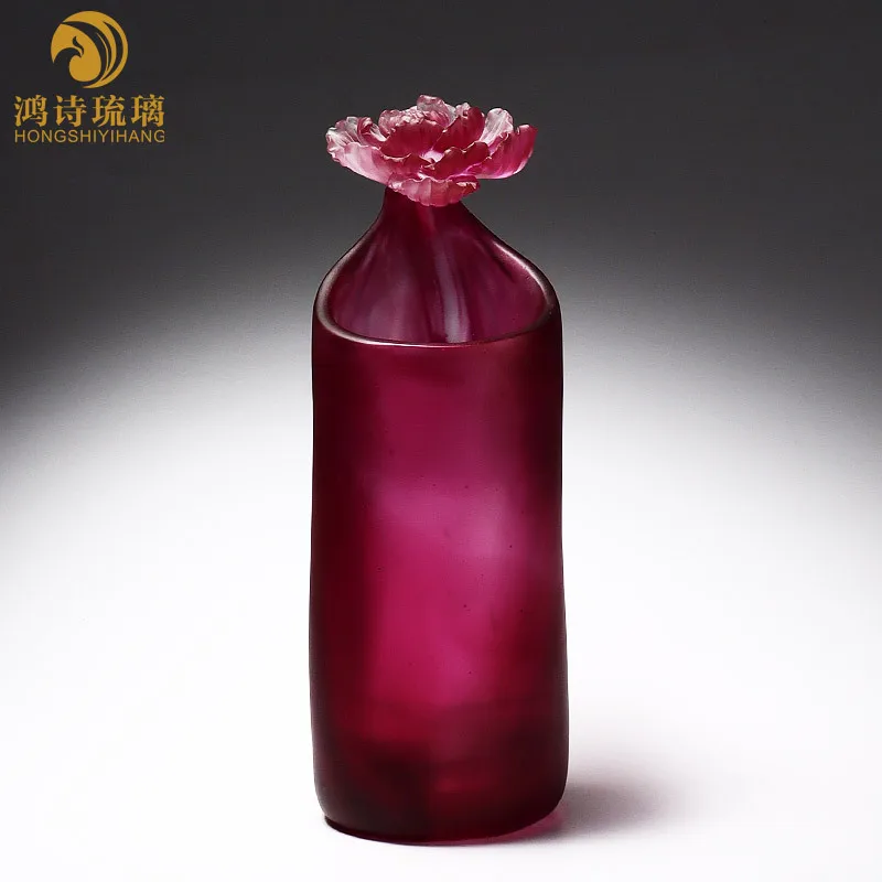 Home decoration lucky bag candle holder, transparent glass candle holder, birthday gift glass handicraft Chinese antique style