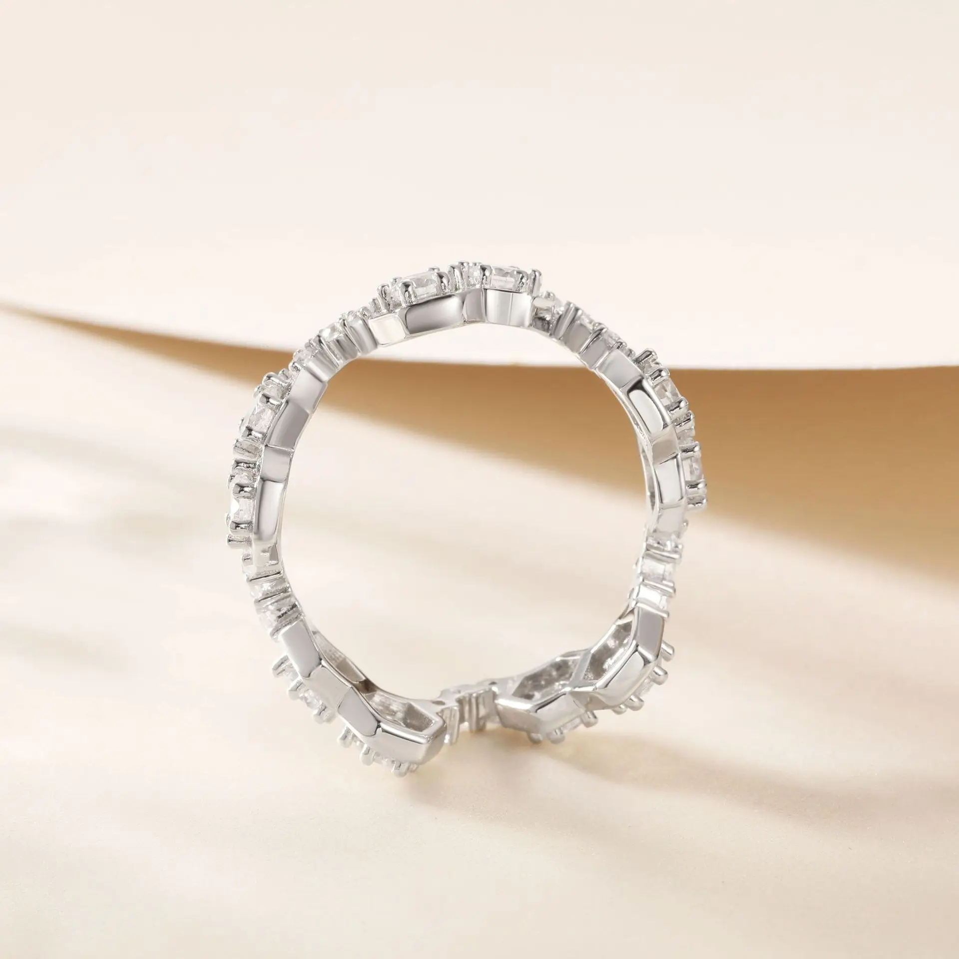 خاتم عصري وشخصي s925 مطلي بالفضة النقية عيار 18 قيراط من الذهب PT950 على شكل قرص العسل البلاتيني، أحجار كريمة بتصميم متخصص للنساء #3