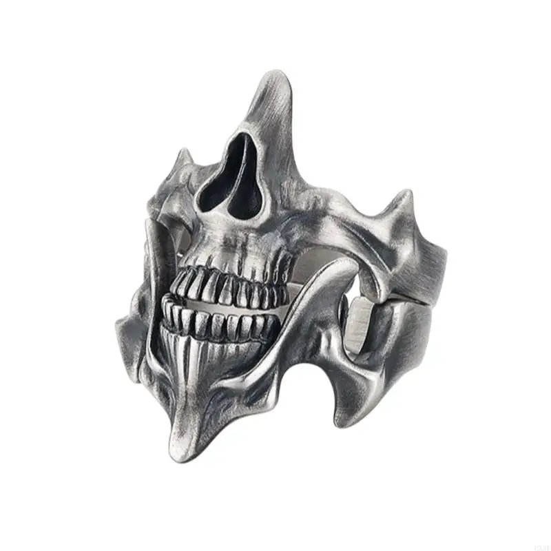 Versatile Fashion Skull Rings Accessory Retro Goth Men's Skull Rings in Silver Black Punk Inspired Finger Decoration