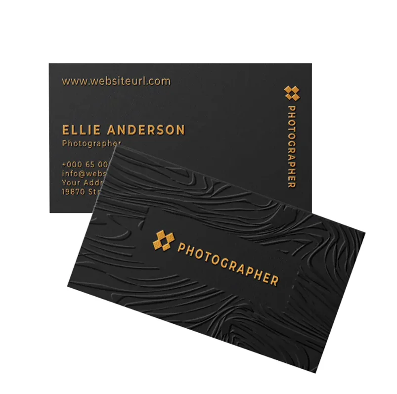 맞춤형 양각 핫 스탬핑 로고 질감 종이 면 명함 가장자리 핫 스탬핑 감사 카드