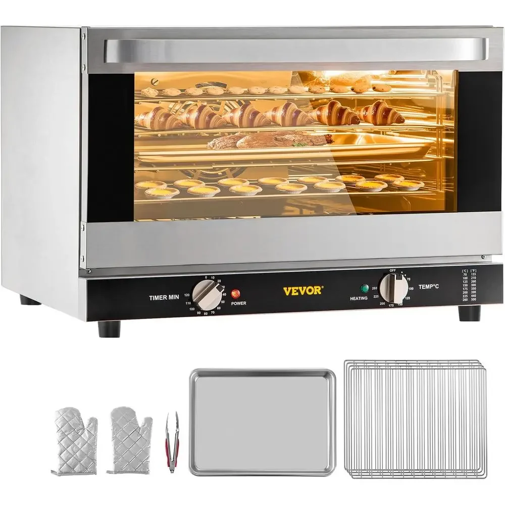 AliExpress – Commercial Convection Oven, 47L/43Qt, Half-Size Conventional Oven Countertop, 1600W 4-Tier Toaster w/Front Glass Door, Electric