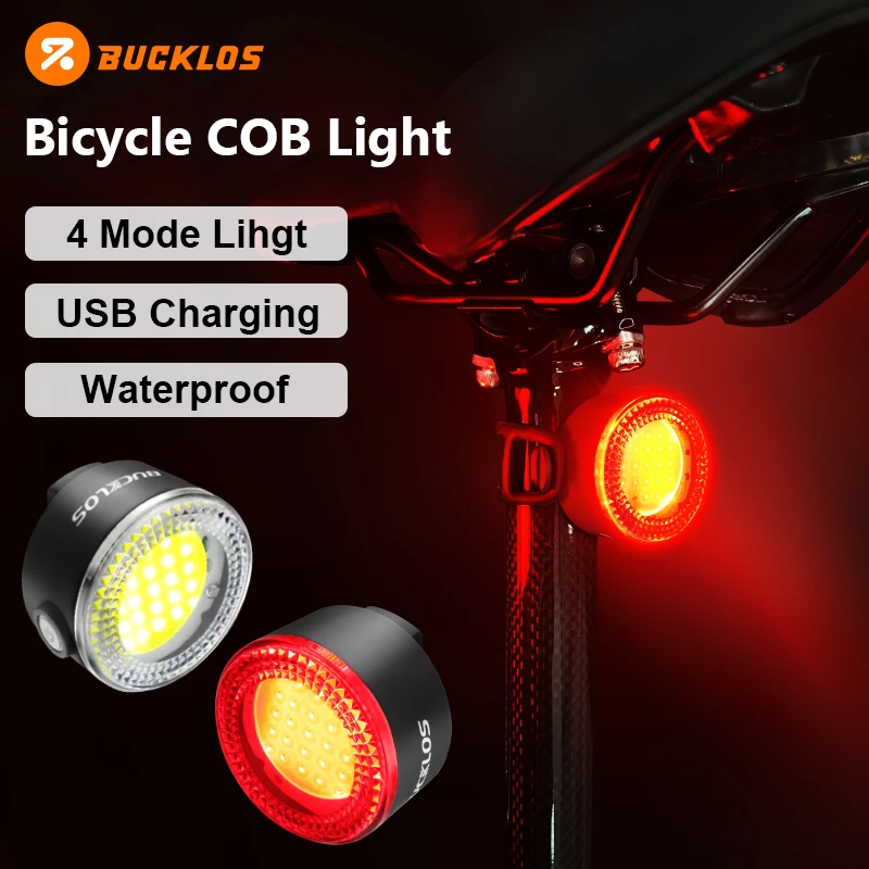 AliExpress 1Pair BUCKLOS COB Bicycle LED IPX5 Waterproof Bicycle Front Light Ultralight MTB Road Bike Rear Lights Type-C Charging Bike Part