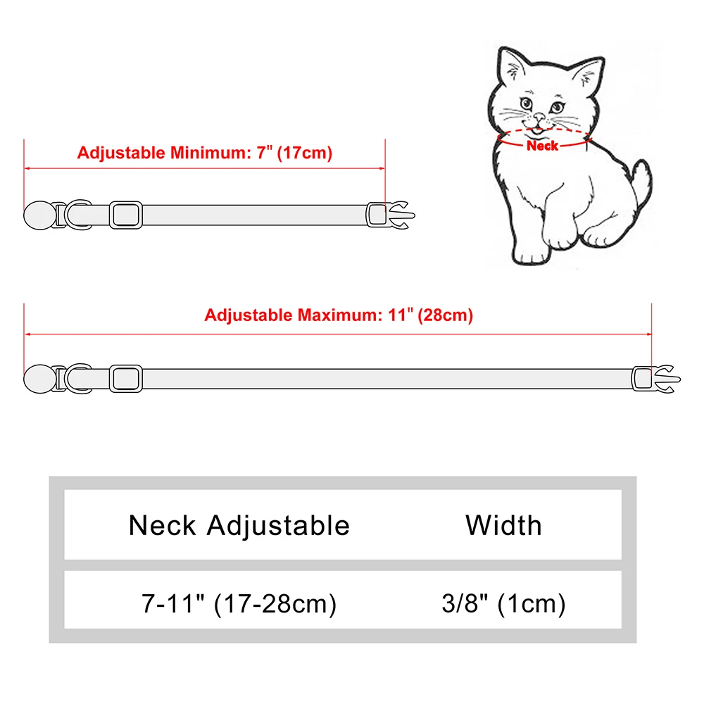 Personalized Cat Collar Adjustable Kitten Cats Print Collars With Bell Free Engraving Buckle Collar Anti-lost for Cat Small Dogs