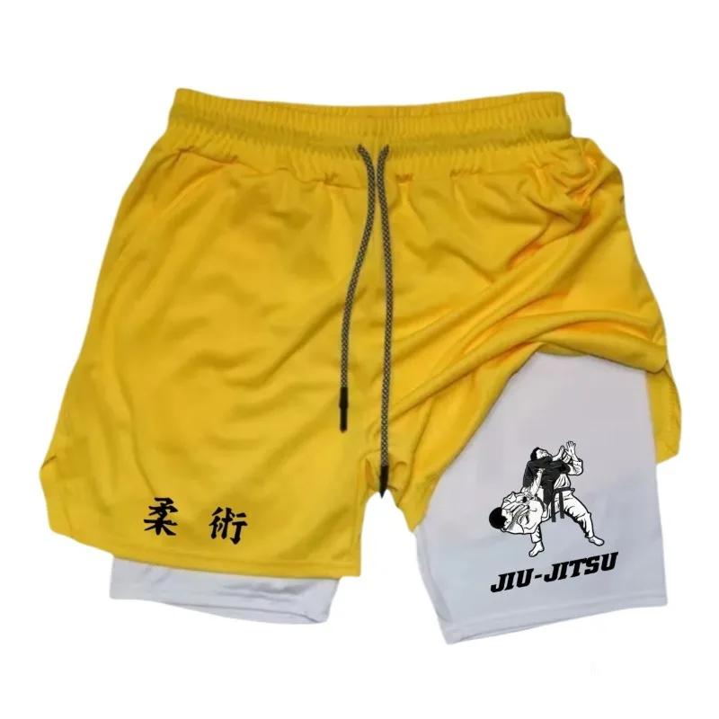 Performance Compression 2-in-1 Running Workout for Men Short with Phone Pocket Towel Loop Athletic Cycling Activewear Training