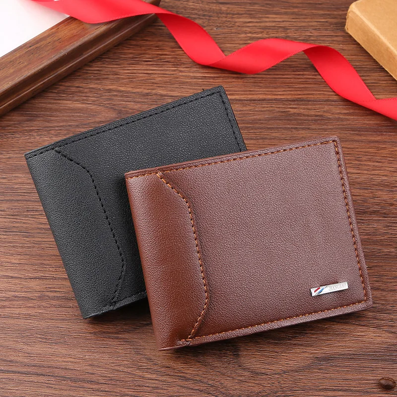 Heren Portemonnee, Heren Korte Stijl Billfold, Heren Jeugd Multi Card Modieuze Splitsing Casual Dunne Zachte Geld Tas