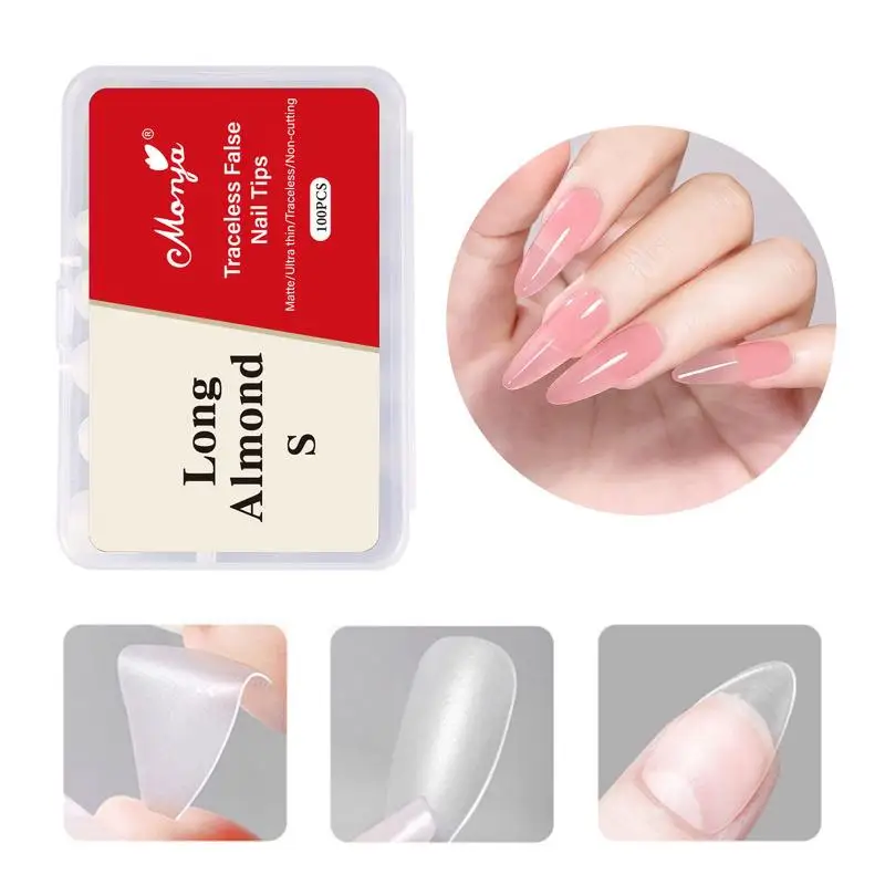 100Pcs/Box Fake Nails NO Polishing No Trace Demal Press On False Thin Nail Tips For Extension Home DIY.