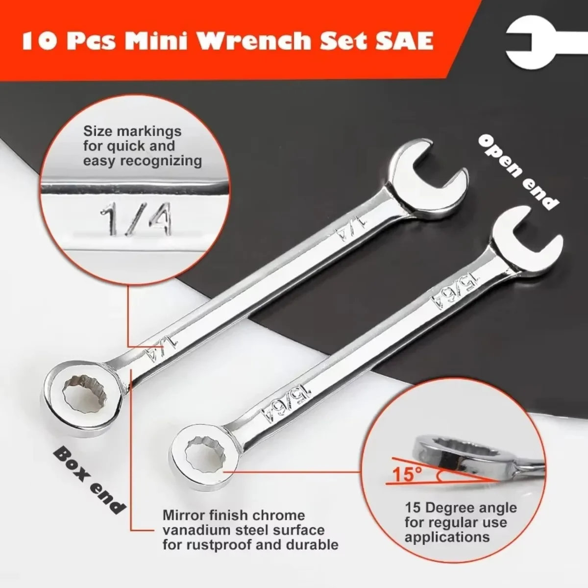 الترجمة: [الإصدار الاحترافي] مجموعة مفاتيح ربط SAE مدمجة مكونة من 5 قطع، صندوق هدايا أدوات ممتاز للميكانيكا وإصلاح السيارات