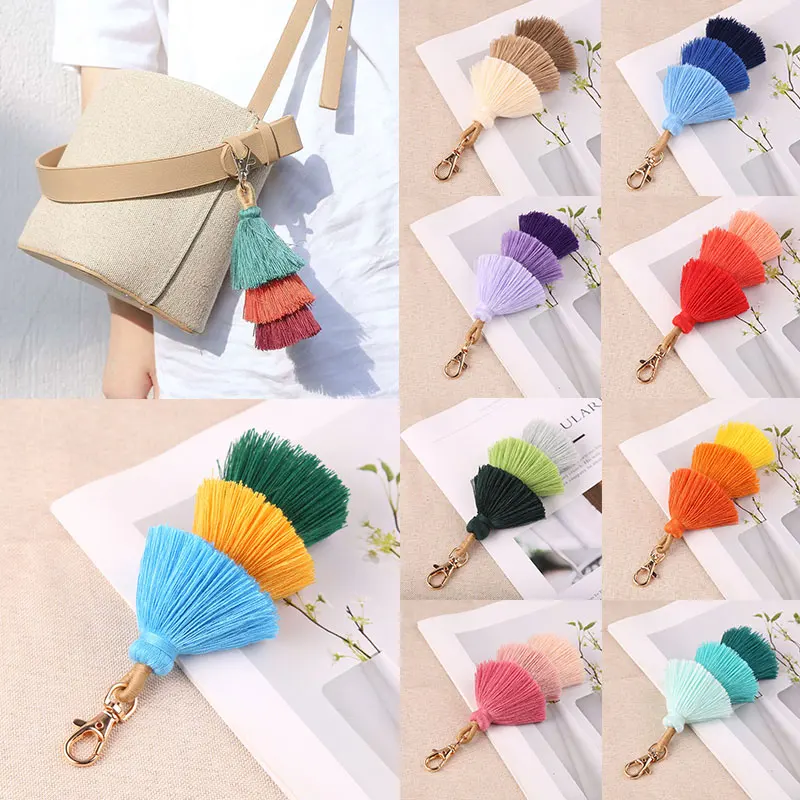 Three-layer Tassel Pendant Bag Charm Accessories Keychain Tassel Pendant Ethnic Style Western Style Multicolor Keychain