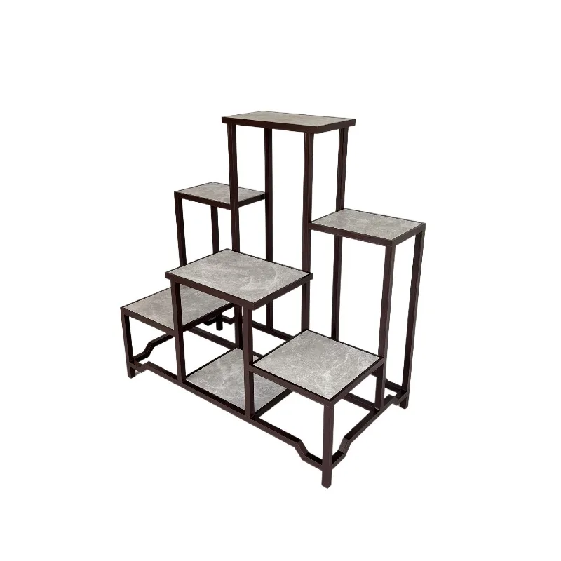 Aluminum alloy seven-layer one-piece ladder flower stand New Chinese outdoor courtyard flower bonsai stand