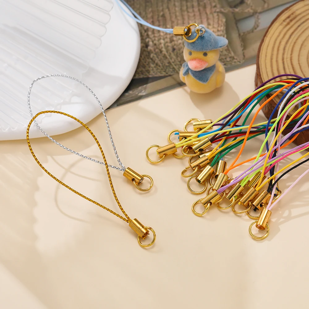 20/50pcs Polyester Colorful Strap Charm Cords With Connecting Ring for Keychains Phone Lanyard Keychain Durable Jewelry Cords image 3