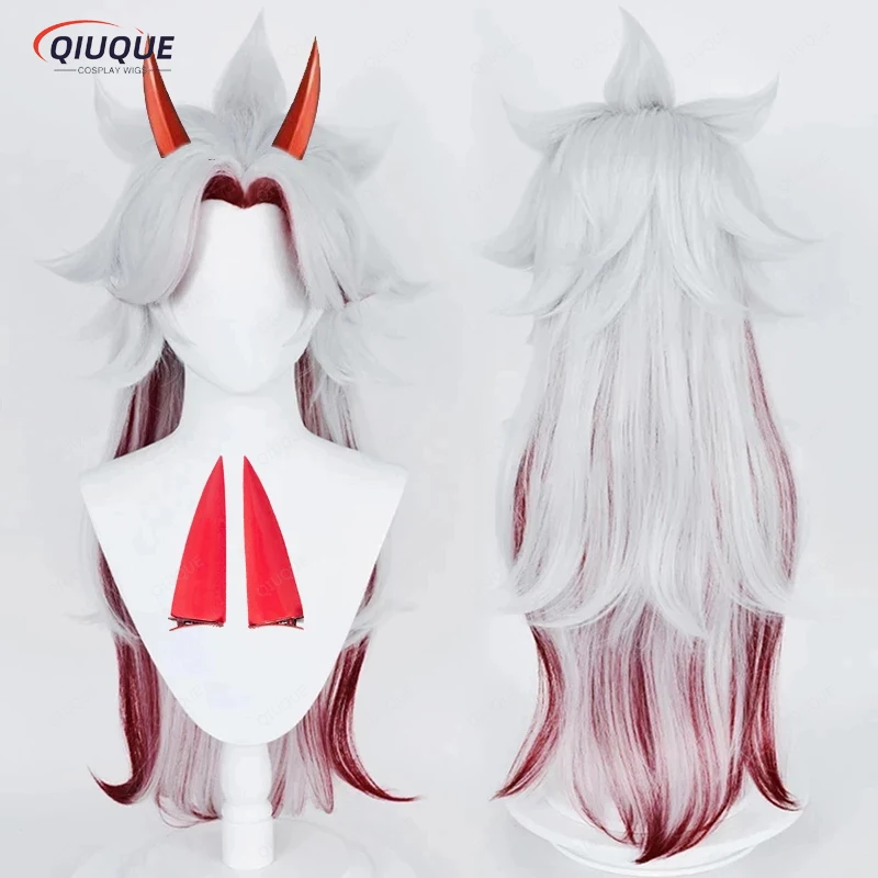 High Quality Impact Arataki Itto Cosplay Wig Arataki Itto Heat Resistant Synthetic Hair Anime Wigs + Wig Cap + Horn