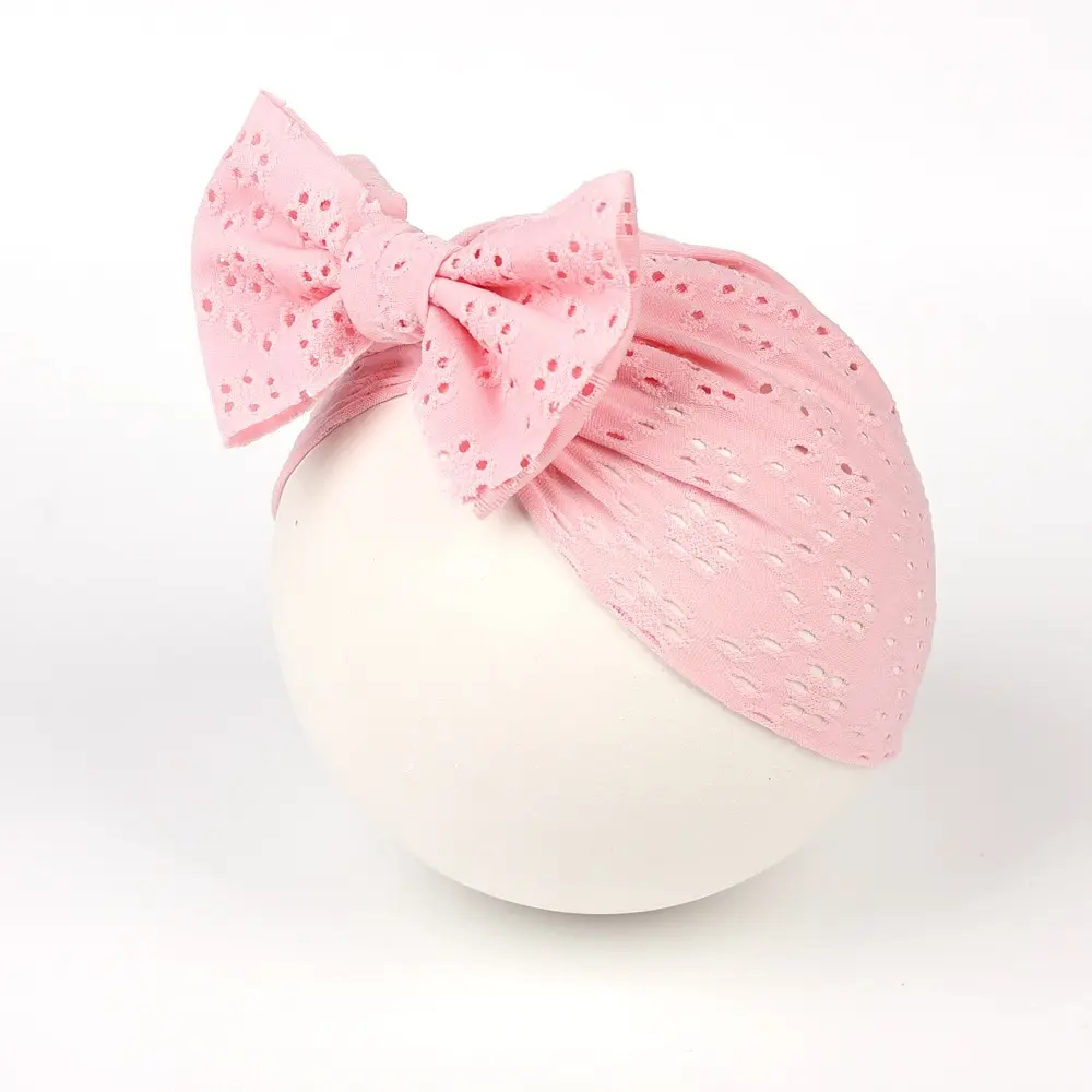 3 Pcs Headdress Fetal Cap White Green Pink Children Baby Solid Color Breathable Hollow Out Porous Bow Fetal Cap