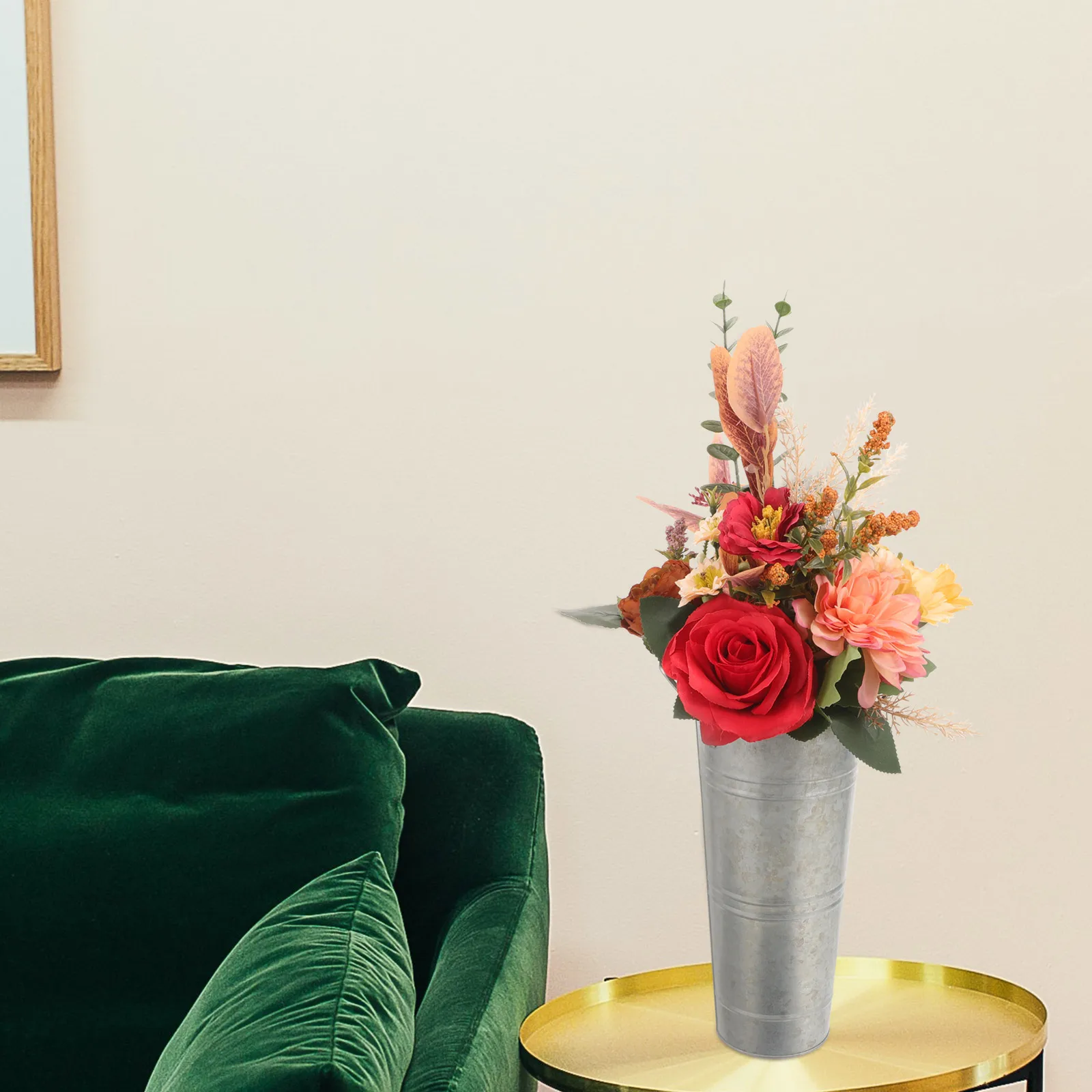 

Retro Iron Flower Bucket Vase Multi-Functional Household Flowerpot With Handle For Home Garden Floral Arrangement Decorative
