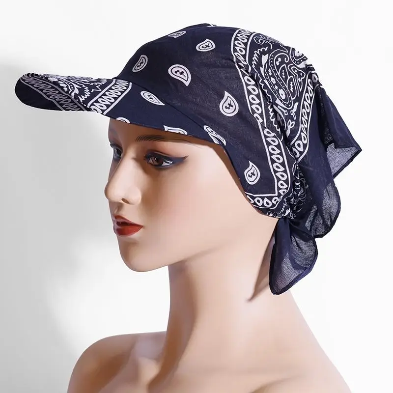 Vorgefertigter Turban mit breiter Krempe, leichter Sonnenschutz, Bandana-Schal, atmungsaktives Kopftuch für Damen im Freien – Detail 10