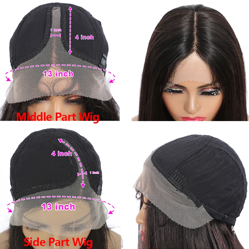 Straight Natural Color Lace Front Human Hair Wigs SOKU Brazilian 13x1 T/L Part Lace Hair Wig For Black Women Middle Part Wig