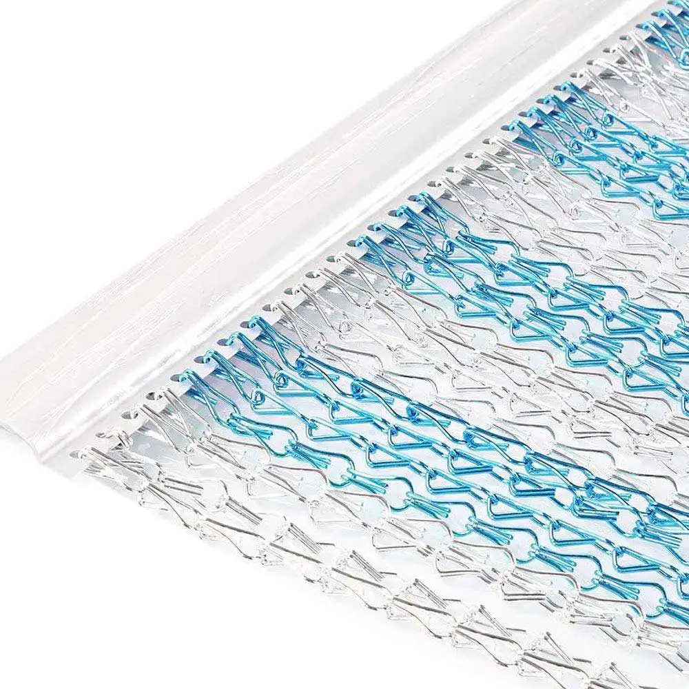 Aluminium Chain-Link Fly Curtain, 90x210cm Pest Barrier for Doors and Windows in Metallic Purple/Silver