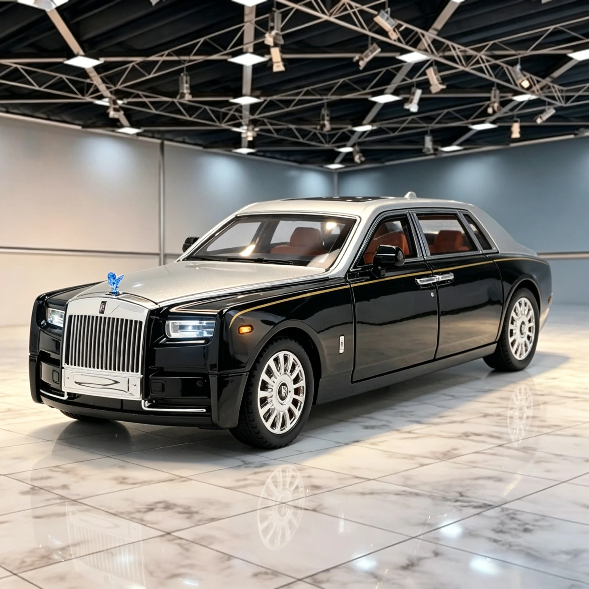 1:18 Scale Phantom Alloy Model Car Toy Metal Diecast Music Light Pull Back Vehicles Models Ornaments Present