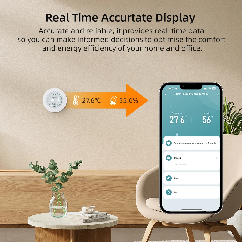 AVATTO Tuya ZigBee E-ink Screen Smart Temperature And Humidity Sensor Low Power Battery Version Works With Alexa Google Home