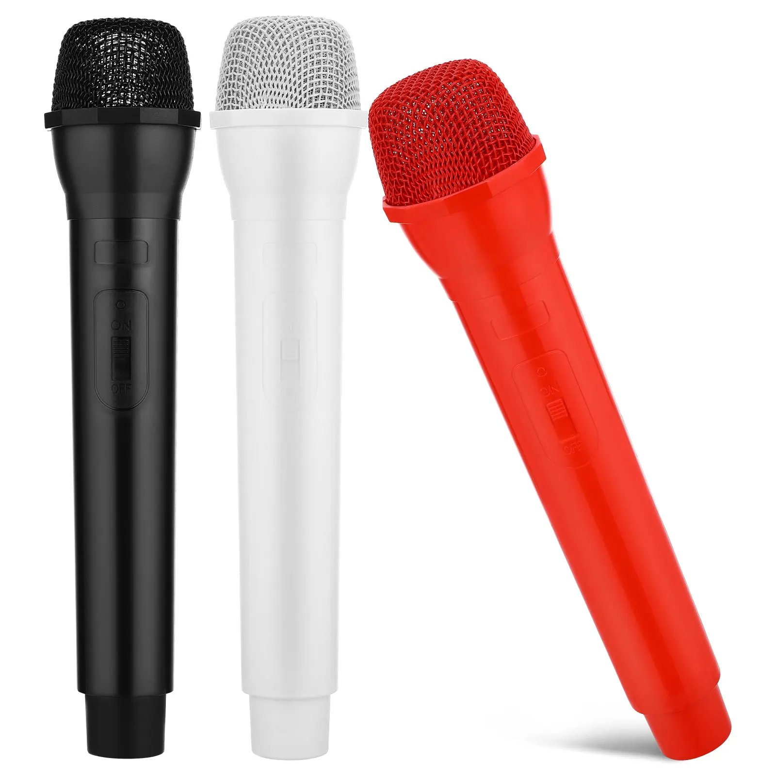 3pcs Realistic Children's Microphone Props Plastic Speech Pretend Stage Faux Toy Musical Instrument Lightweight