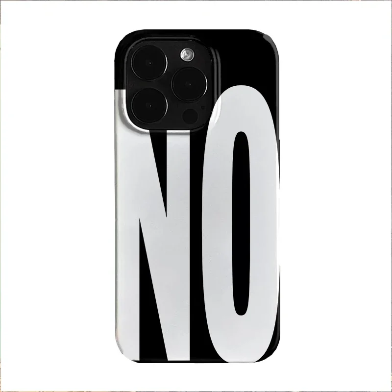 NO and YES Personalized Art Black White Letters Phone Case For iPhone 17 AIR 16 15 14 13 12 11 Pro Max 7 8 Plus MINI Y2K Cover