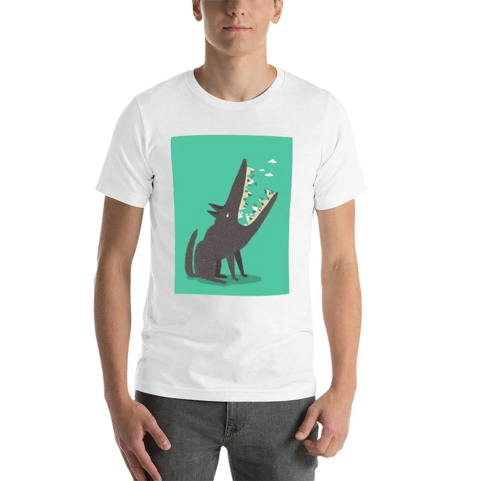 تي القطن الفكاهة الذئب! رجل قميص مضحك داكن رجل قمصان تي شيرت مضحك تي شيرت ثقيل #3