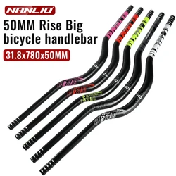 Nanlio 50MM Rise Bicycle Handlebar T6 Aluminum Alloy Swallow Handlebar 31.8*780mm Backsweep 9 Degree Steering Wheel For MTB Bike