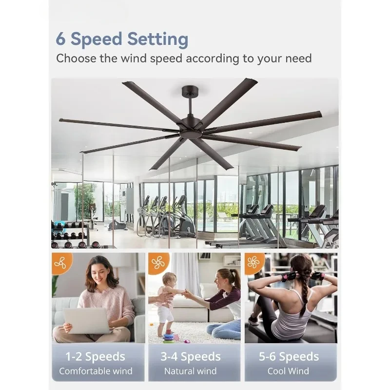 Motor Ceiling Fan, Large Ceiling Fan Reversible Blade Speed Remote Control, Home or Commercial Ceiling Fans