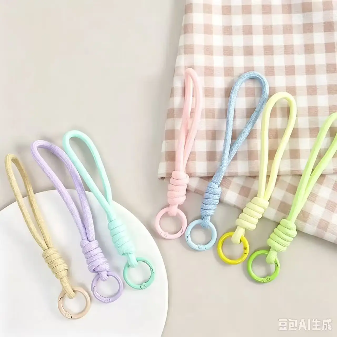 5/10/20pcs Macaron Color Braided Lanyard Keychain for Phone Case Women Anti Lost Knot Rope Strap Car Key Chains Diy Accessories