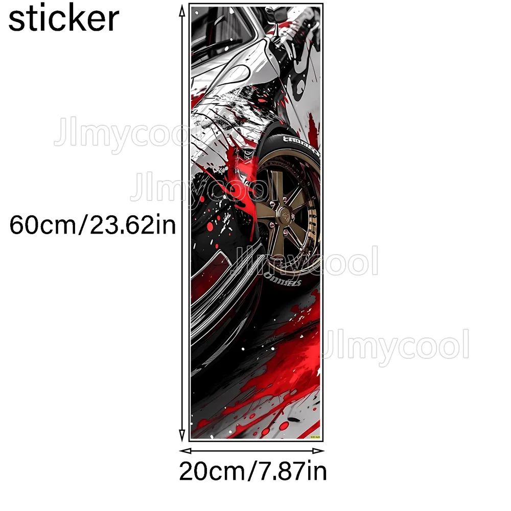 Vibrant Scarlet Racing Pattern Scooter Sticker Scooter Mat Stickers Personalized Cool DIY Skateboard Accessoriess