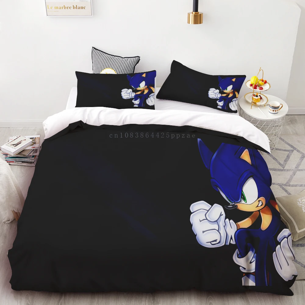 3pc Duvet Cover Sonic 3D Digital Animation Printed Quilt Set Soft Home Textile 100% Polyester King Size Teen Gift Home Decor