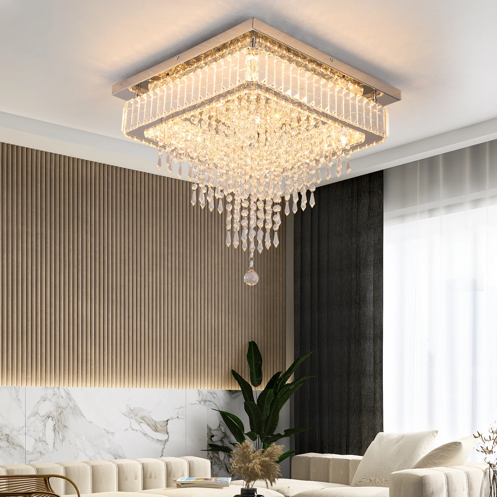 

Luxury Crystal Led Modern Pendant Light Drop Chandelier Duplex Ceiling Lamp Dining Living Room Decor Indoor Hanging Fixture