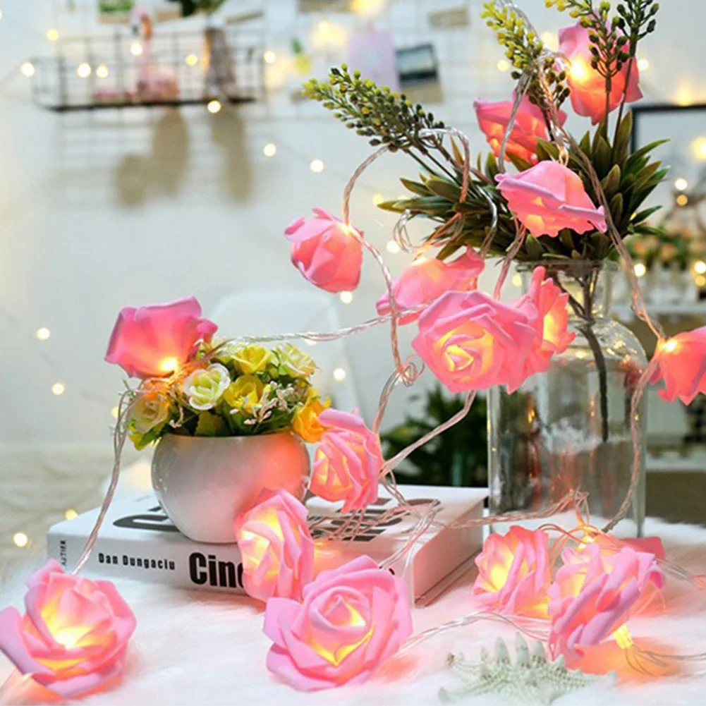 10/20 Leds Rose Flower String Lights Battery USB Rose Christmas Lights for Party Wedding Holiday Christmas Decoration Lamps