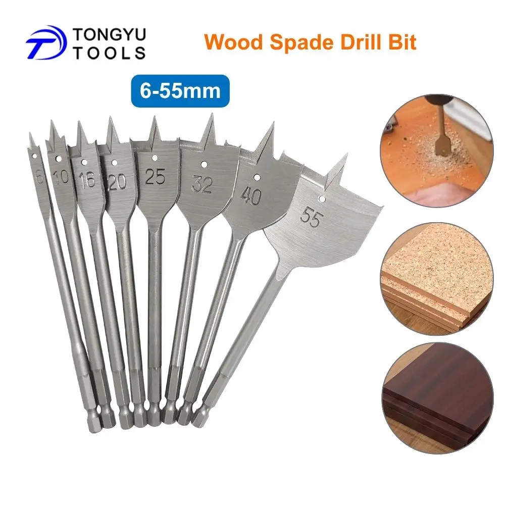 木工用スペードドリルビットセット-1-4インチ六角シャンク-フラットパドルビット-木工、mdf、合板の穴あけ用