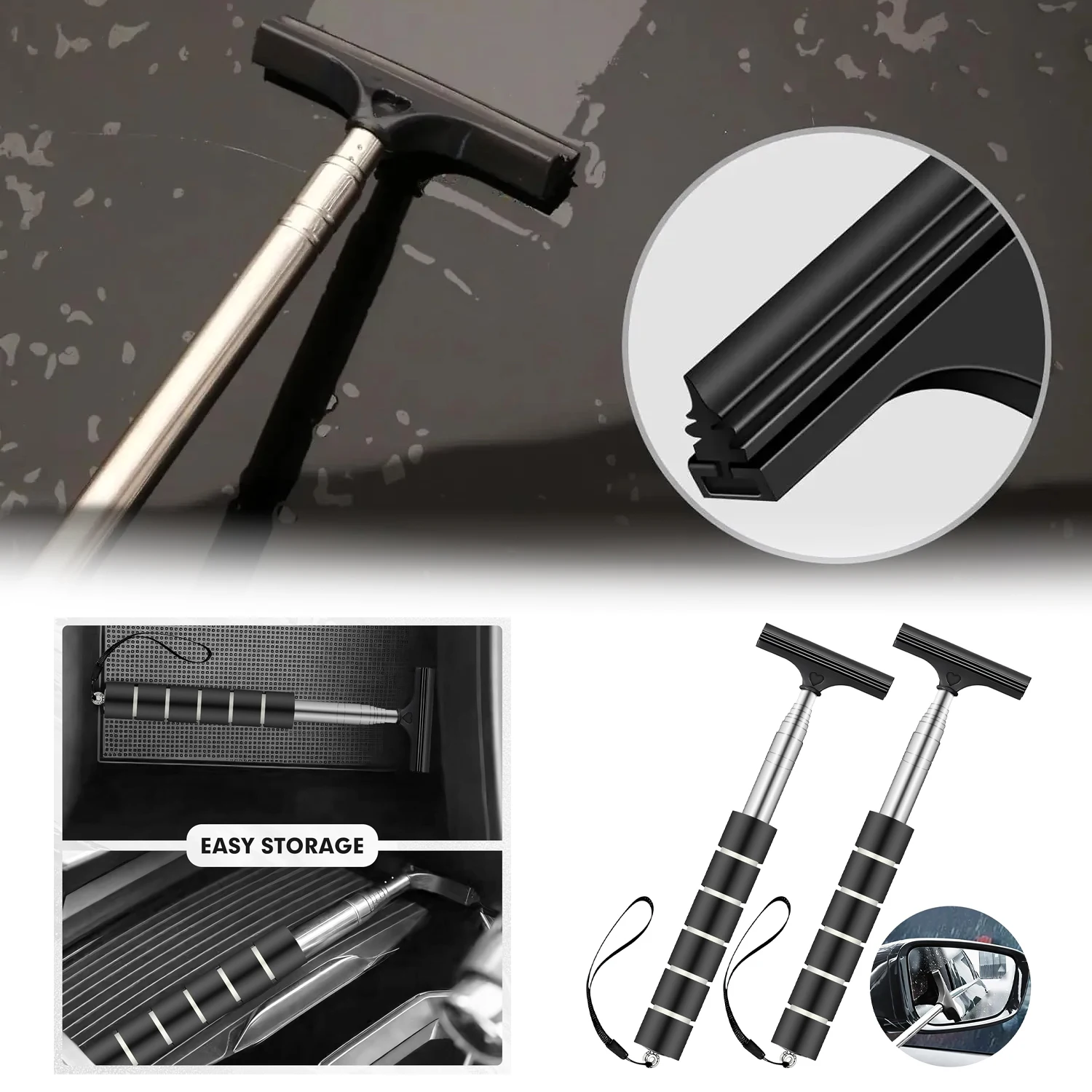 

Телескопический задний вид, портативный инструмент для чистки дождливого стекла, стеклоочиститель, телескопическая ручка, скребок для бокового зеркала автомобиля, скребок для зеркала