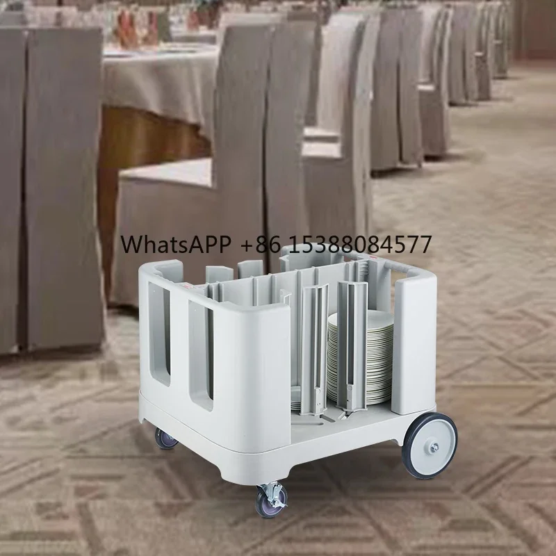 Mobile Dishes Storage Cart Movable  Plate Collecting Trolley PP Plastic Adjustable Dish Caddy for Hotel Restaurant Bar Canteen