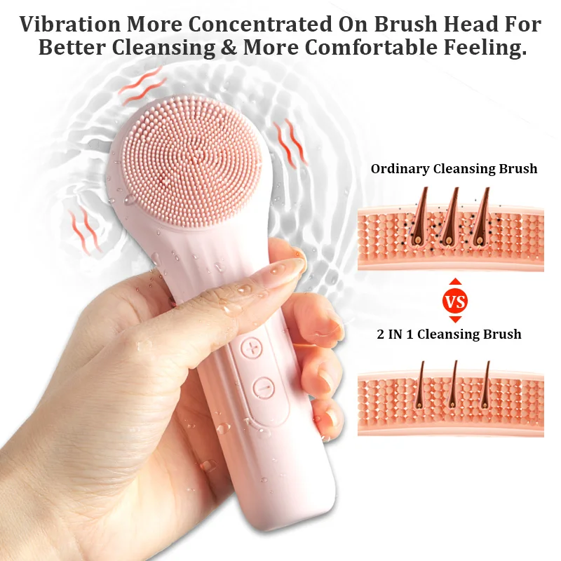 Sonic Waterproof Facial Cleansing Brush Rechargeable Scrubber Exfoliating Vibrating Deep Clean Face Cleaner Skin Care Tool gallery 5