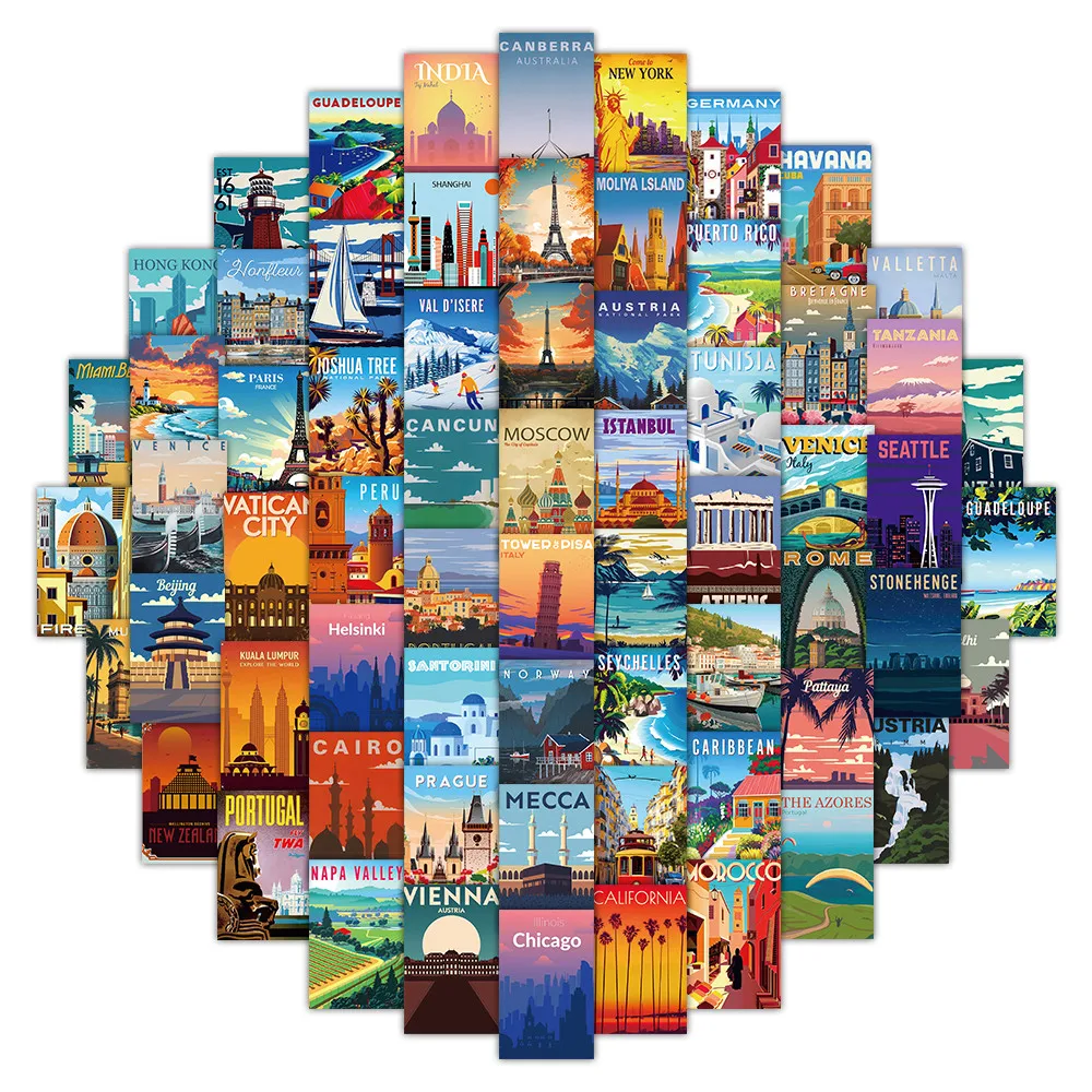 108 قطعة من طوابع المناظر الطبيعية الخلابة - ديكور على الطراز العتيق للمجلات والمغلفات والمجموعة LanLanStickersWorld #6